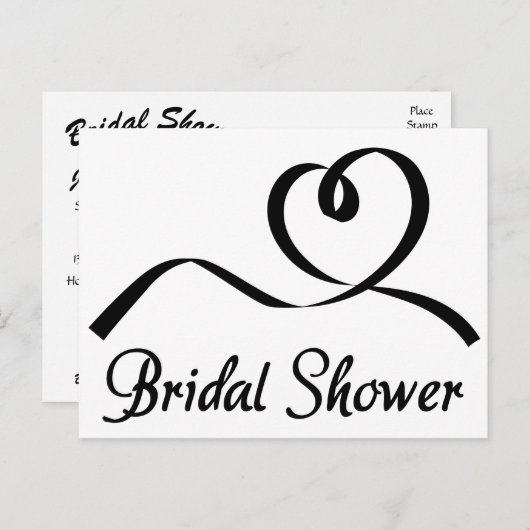 白黒ブライダルシャワー結婚招待 インビテーションポストカード (正面/裏面)