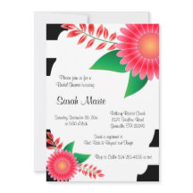 白黒ブライダルシャワー |ピンクの花