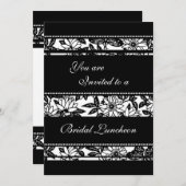 白黒ブライダルランチョン招待状カード 招待状 (正面/裏面)