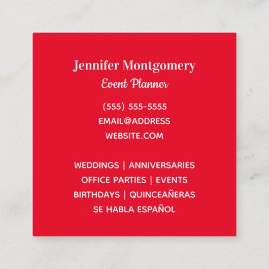 白黒ブライトストライプレッドモノグラム スクエア名刺 (裏面)