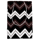 白黒ブラウンシェブロンストライプ ミディアムペーパーバッグ (正面)