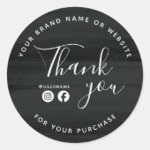 白黒ブラシありがとうソーシャルメディア ラウンドシール (正面)