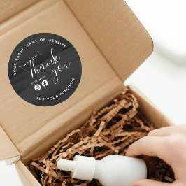 白黒ブラシありがとうソーシャルメディア ラウンドシール