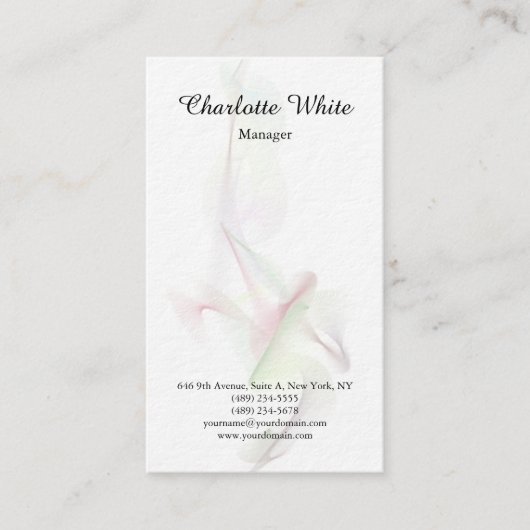 白黒ブラシスクリプト抽象芸術カーブモダン 名刺 (正面)