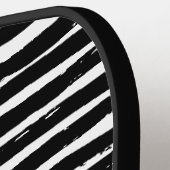 白黒ブラシストライプパドルPro/プリンセス ピックルボールラケット (左詳細)