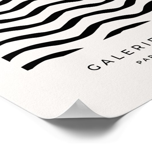 白黒ブラシストロークの線の抽象芸術波 ポスター (角)