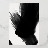 白黒ブラシストロークタイポグラフィベビースシャワー 箔招待状 (裏面)