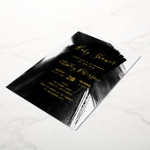 白黒ブラシストロークタイポグラフィベビースシャワー 箔招待状 (回転した状態)