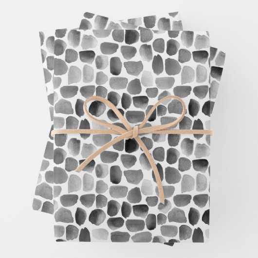 白黒ブラシストローク ラッピングペーパーシート (インサイチュ)