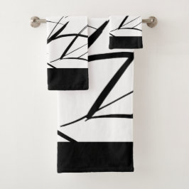 白黒ブラシテクスチャ バスタオルセット