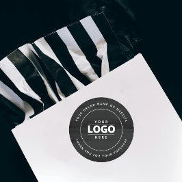 白黒ブラシブランドロゴありがとうごクラシックろ ラウンドシール