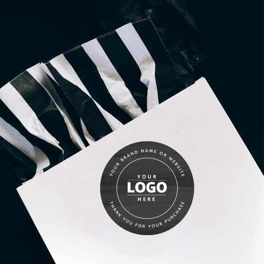 白黒ブラシブランドロゴありがとうごクラシックろ ラウンドシール