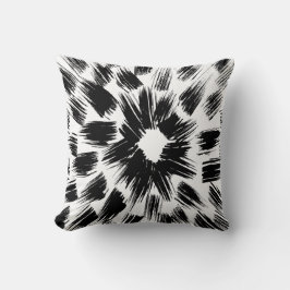 白黒ブラシ付きグランジ装飾用クッション クッション