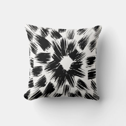 白黒ブラシ付きグランジ装飾用クッション クッション (正面)