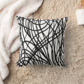 白黒ブラシ付きグランジ装飾用クッション クッション (ブランケット)