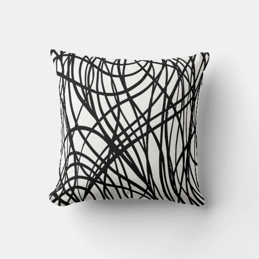 白黒ブラシ付きグランジ装飾用クッション クッション (正面)