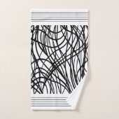 白黒ブラシ付きグランジ バスタオルセット (ハンドタオル)