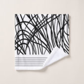 白黒ブラシ付きグランジ バスタオルセット (ウォッシュタオル)