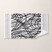 白黒ブラシ付きグランジ バスタオルセット (ハンドタオル)