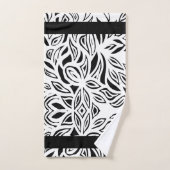 白黒ブラシ付きフローラバスタオルセット バスタオルセット (ハンドタオル)