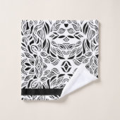 白黒ブラシ付きフローラバスタオルセット バスタオルセット (ウォッシュタオル)