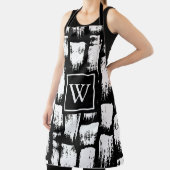 白黒ブラシ抽象芸術 エプロン (インサイチュ)