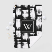 白黒ブラシ抽象芸術 ゴルフタオル (インサイチュ)