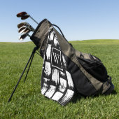 白黒ブラシ抽象芸術 ゴルフタオル (グリーン)