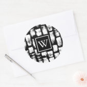 白黒ブラシ抽象芸術 ラウンドシール (封筒)