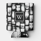 白黒ブラシ抽象芸術 缶クーラー (正面)