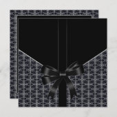 白黒ブラックダマスウェディング招待状 招待状 (正面/裏面)