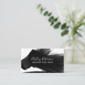 白黒ブラッシュストロークのヘアメイクアップタイポグラフィ 名刺 (スタンド正面)