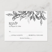 白黒ブランチ&離れ付きモノグラムRSVP エンクロージャーカード (正面)