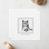 白黒ブリティッシュショートヘアスケッチ ノートカード (正面/裏面インサイチュ)