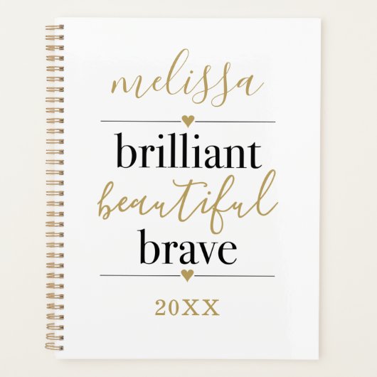 白黒ブリリアントビューティフルスクリプト名 プランナー手帳 (正面)