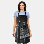 白黒ブルックリンブリッジニューヨークナイト エプロン (着用した状態)