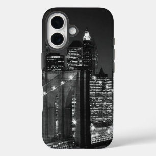 白黒ブルックリンブリッジニューヨークナイト iPhone 16ケース