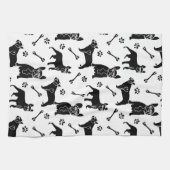 白黒ブルドッグスフランスのキッチン キッチンタオル (横)