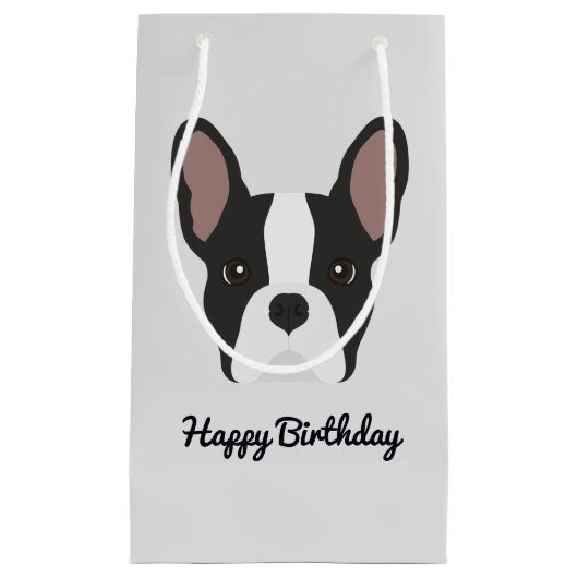 白黒ブルドッグスフランスのモール抱き枕 スモールペーパーバッグ (正面)