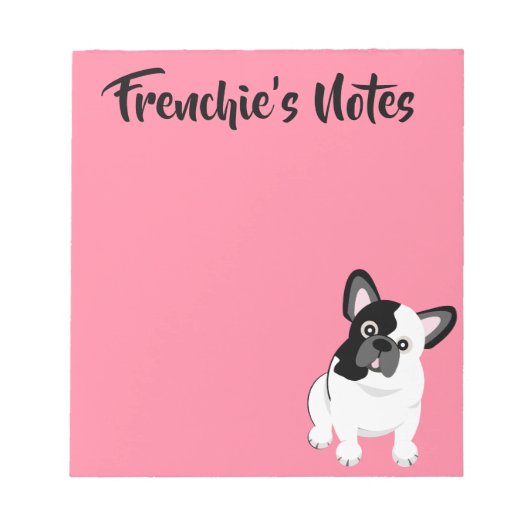 白黒ブルドッグフランスのかわいい子犬 ノートパッド (正面)