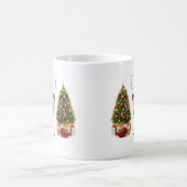 白黒ブルドッグフランスのクリスマスドッグ コーヒーマグカップ (中央)