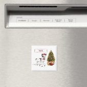 白黒ブルドッグフランスのクリスマスドッグ マグネット (インサイチュ (食洗機))