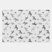 白黒ブルドッグフランスのズ ラッピングペーパーシート (正面3)