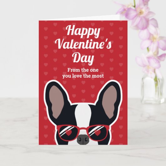 白黒ブルドッグフランスのバレンタインデー カード (蘭)