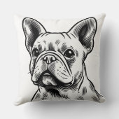 白黒ブルドッグフランスのポートレート クッション (裏面)