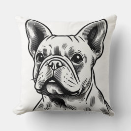 白黒ブルドッグフランスのポートレート クッション