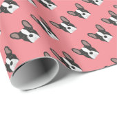 白黒ブルドッグフランスのラッピング紙 ラッピングペーパー (ロールコーナー)