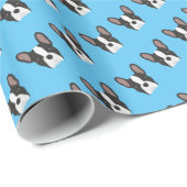 白黒ブルドッグフランスのラッピング紙 ラッピングペーパー (ロールコーナー)