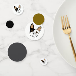 白黒ブルドッグフランスの顔テーブル紙吹雪 コンフェッティ