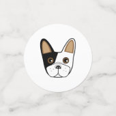 白黒ブルドッグフランスの顔テーブル紙吹雪 コンフェッティ (スモール正面)